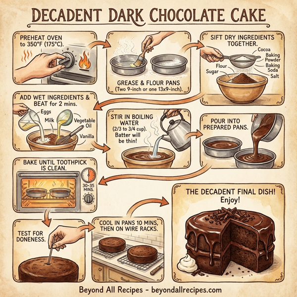 Decadent Dark Chocolate Cake instructions