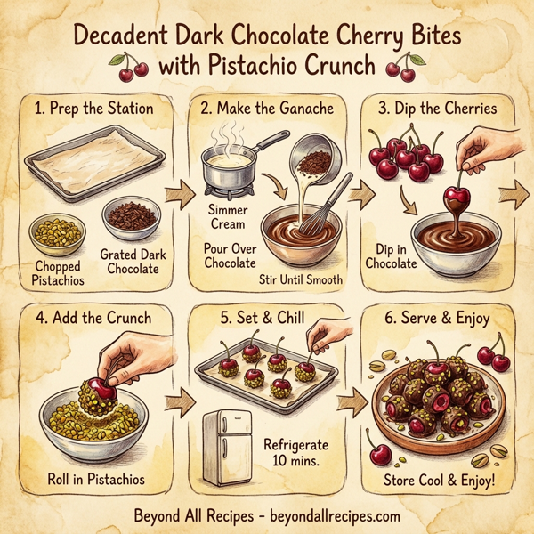 Decadent Dark Chocolate Cherry Bites with Pistachio Crunch instructions
