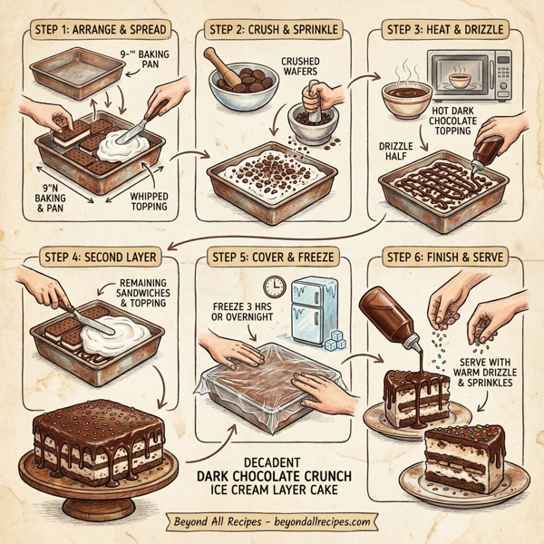 Decadent Dark Chocolate Crunch Ice Cream Layer Cake instructions