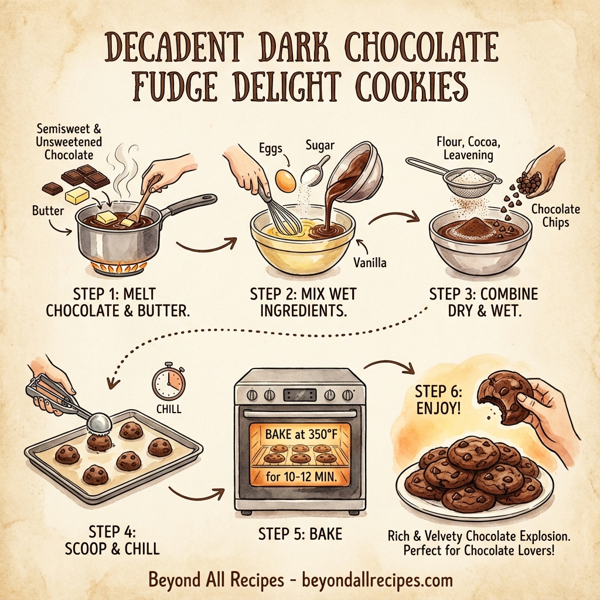 Decadent Dark Chocolate Fudge Delight Cookies instructions