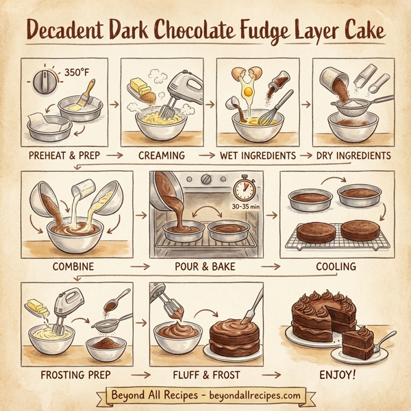 Decadent Dark Chocolate Fudge Layer Cake instructions