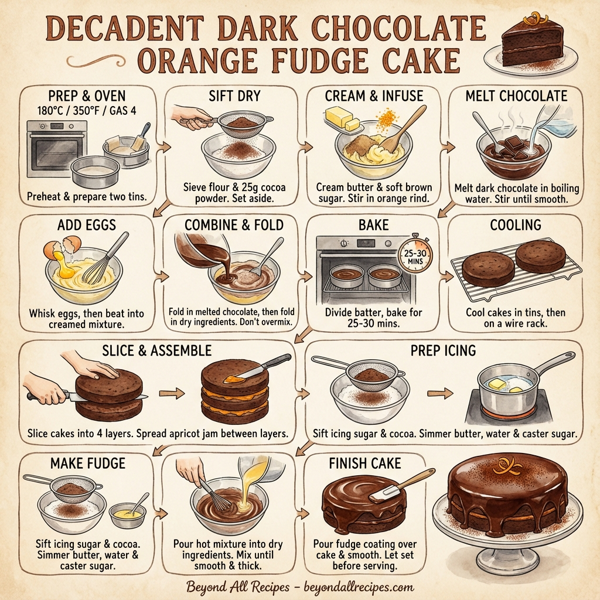 Decadent Dark Chocolate Orange Fudge Cake instructions