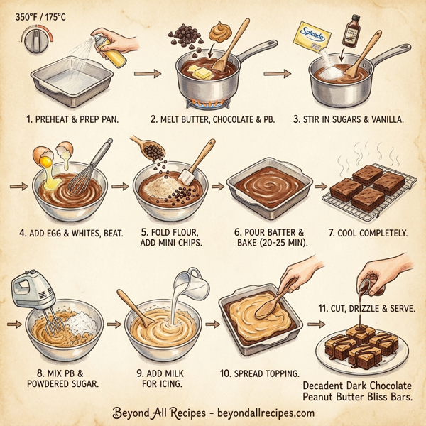 Decadent Dark Chocolate Peanut Butter Bliss Bars instructions