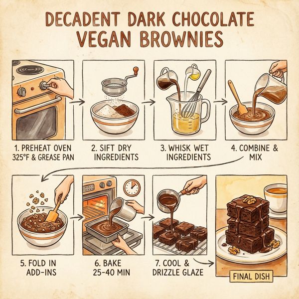 Decadent Dark Chocolate Vegan Brownies instructions