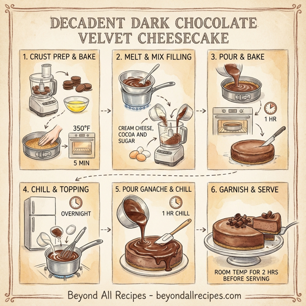 Decadent Dark Chocolate Velvet Cheesecake instructions