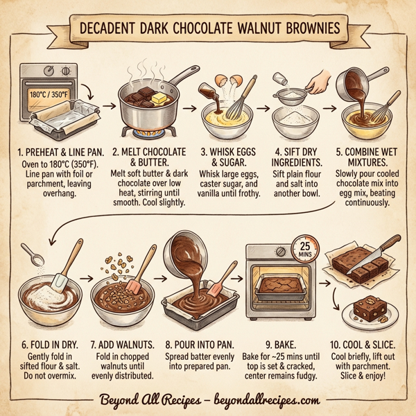 Decadent Dark Chocolate Walnut Brownies instructions