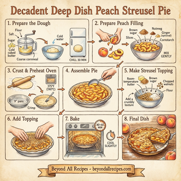 Decadent Deep Dish Peach Streusel Pie instructions