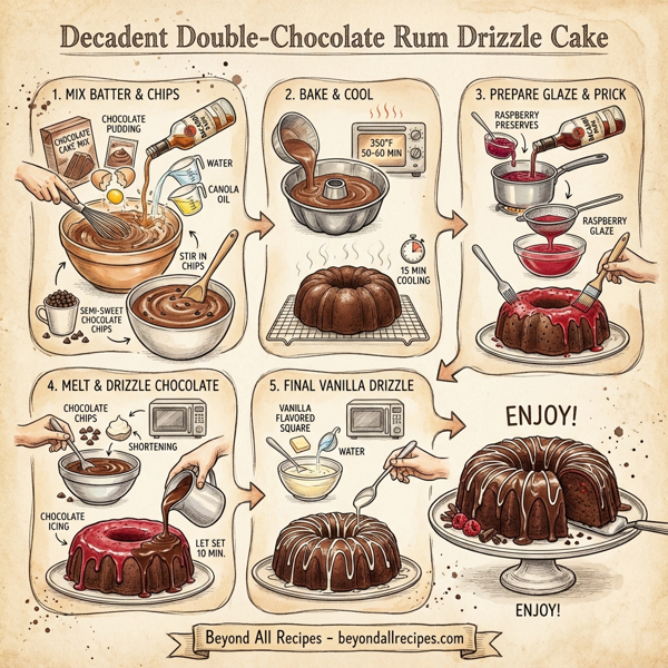 Decadent Double-Chocolate Rum Drizzle Cake instructions