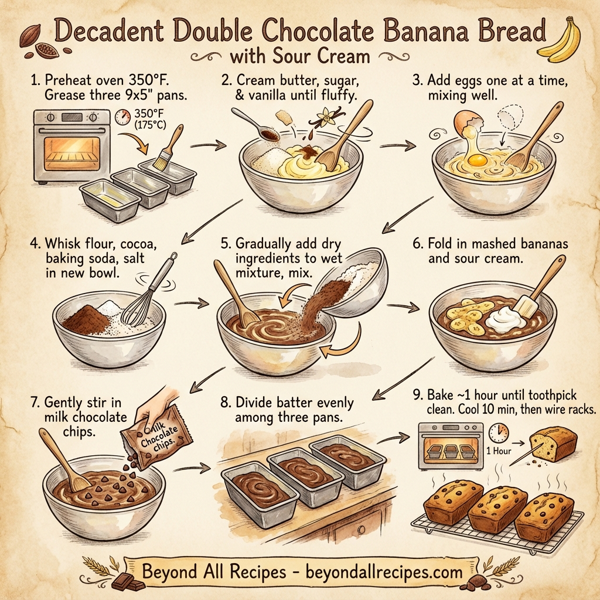 Decadent Double Chocolate Banana Bread with Sour Cream instructions