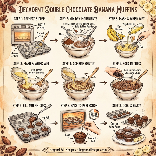 Decadent Double Chocolate Banana Muffins instructions