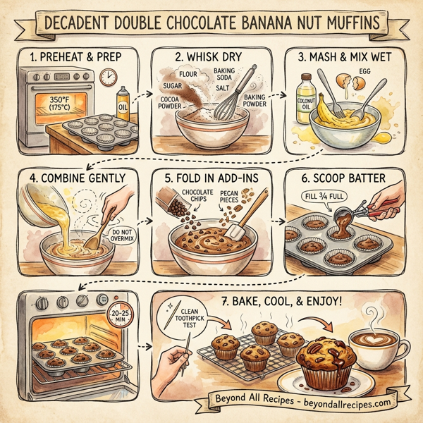 Decadent Double Chocolate Banana Nut Muffins instructions