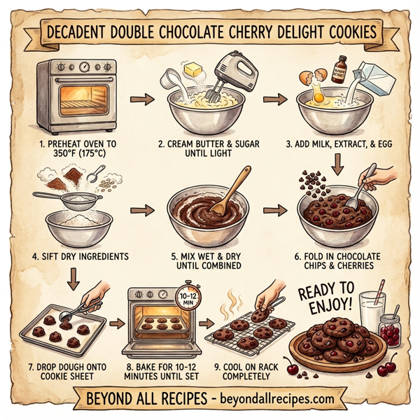 Decadent Double Chocolate Cherry Delight Cookies instructions