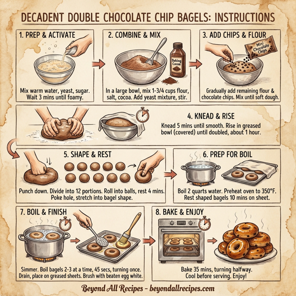Decadent Double Chocolate Chip Bagels instructions