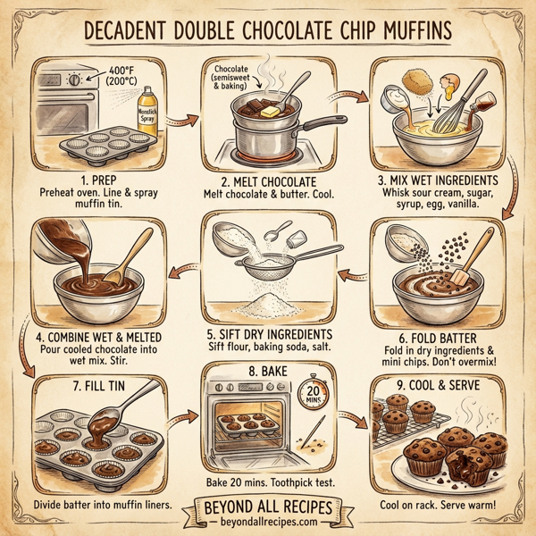 Decadent Double Chocolate Chip Muffins instructions