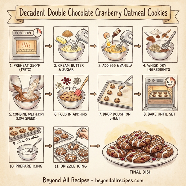 Decadent Double Chocolate Cranberry Oatmeal Cookies instructions