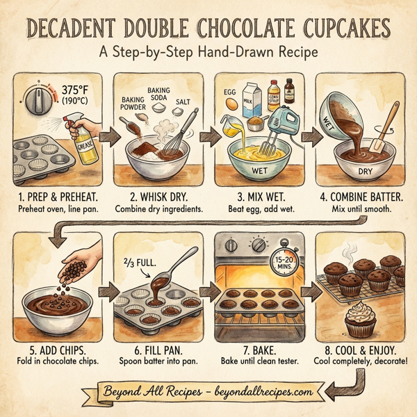 Decadent Double Chocolate Cupcakes instructions