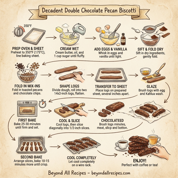 Decadent Double Chocolate Pecan Biscotti instructions