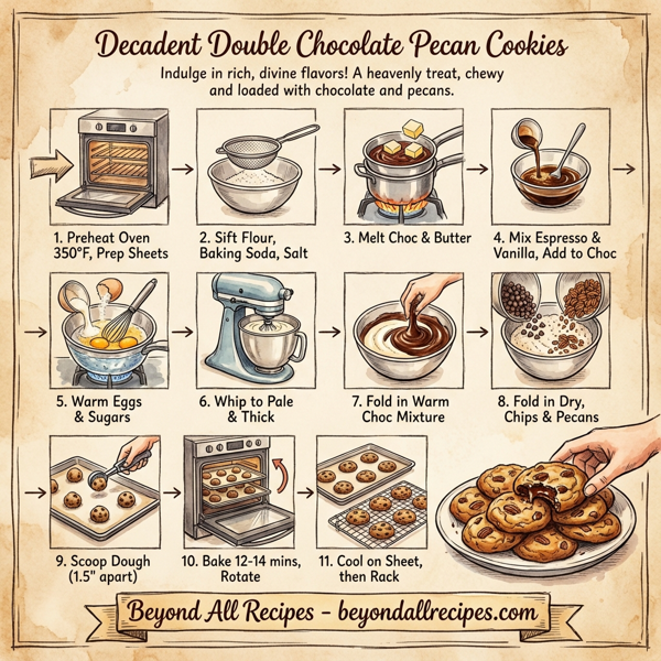 Decadent Double Chocolate Pecan Cookies instructions