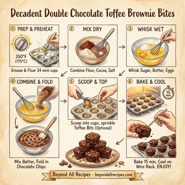 Decadent Double Chocolate Toffee Brownie Bites instructions