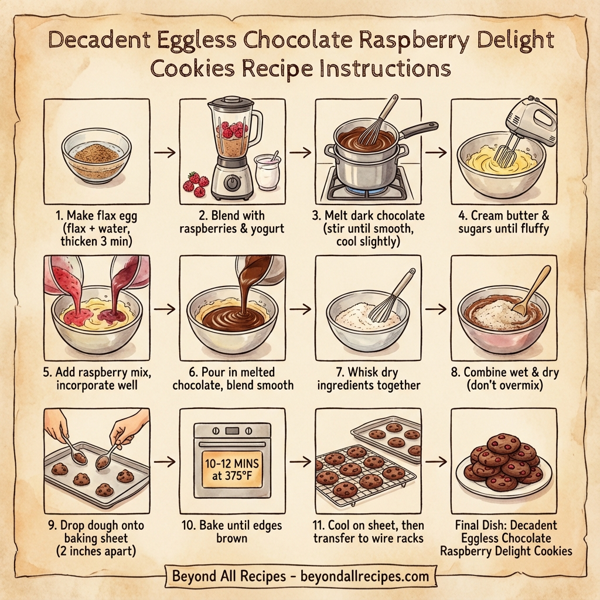Decadent Eggless Chocolate Raspberry Delight Cookies instructions
