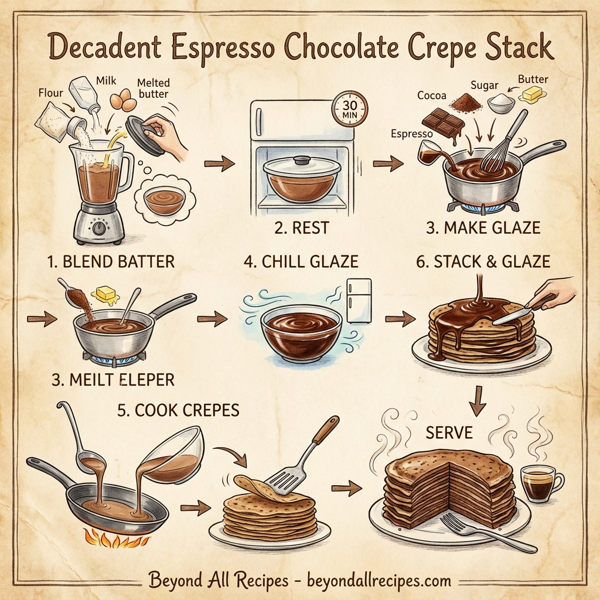 Decadent Espresso Chocolate Crepe Stack instructions
