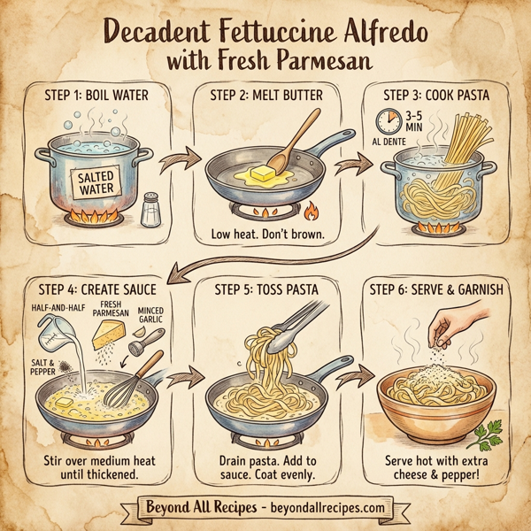 Decadent Fettuccine Alfredo with Fresh Parmesan instructions