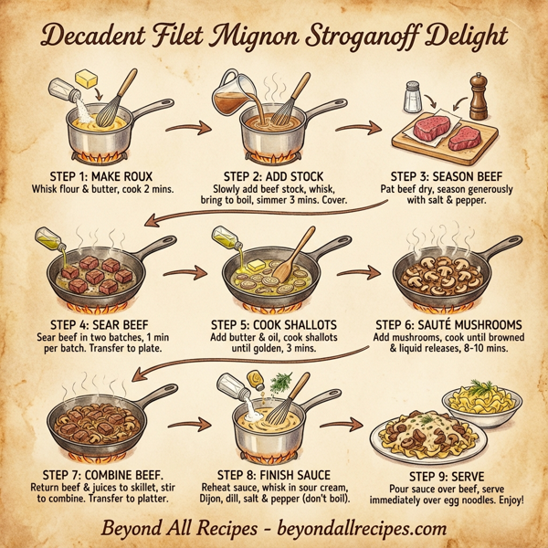 Decadent Filet Mignon Stroganoff Delight instructions