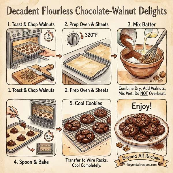 Decadent Flourless Chocolate-Walnut Delights instructions