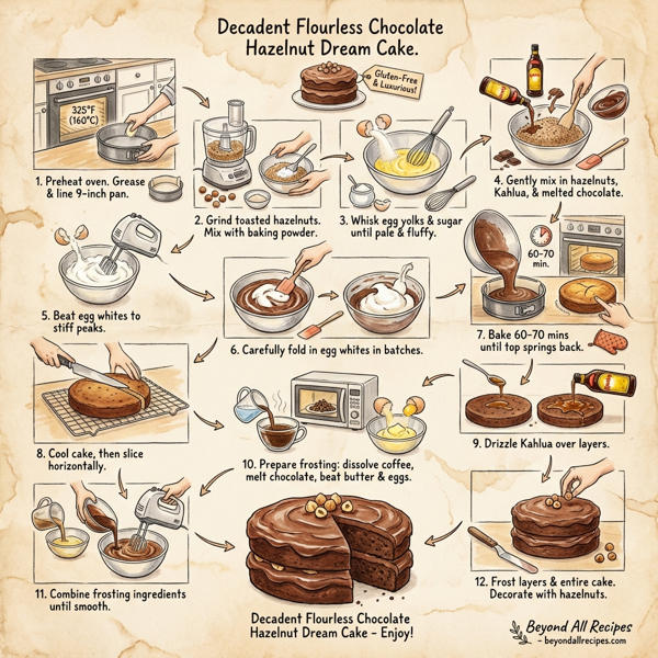 Decadent Flourless Chocolate Hazelnut Dream Cake instructions
