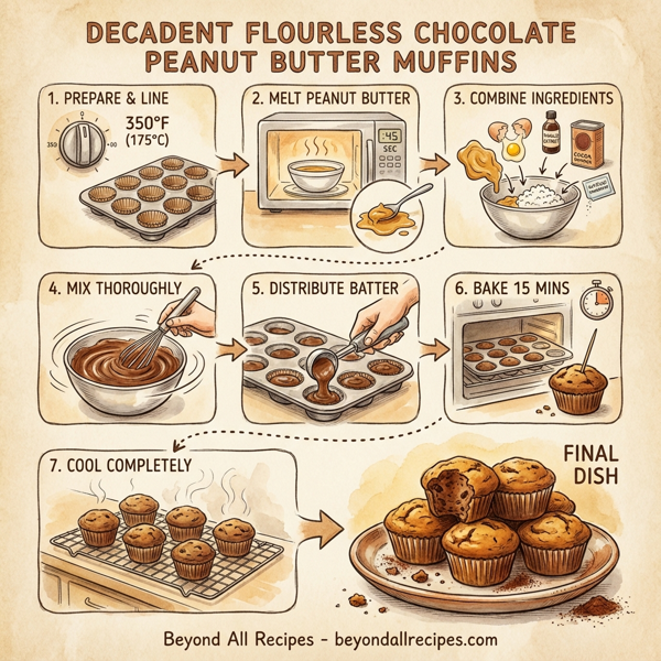 Decadent Flourless Chocolate Peanut Butter Muffins instructions