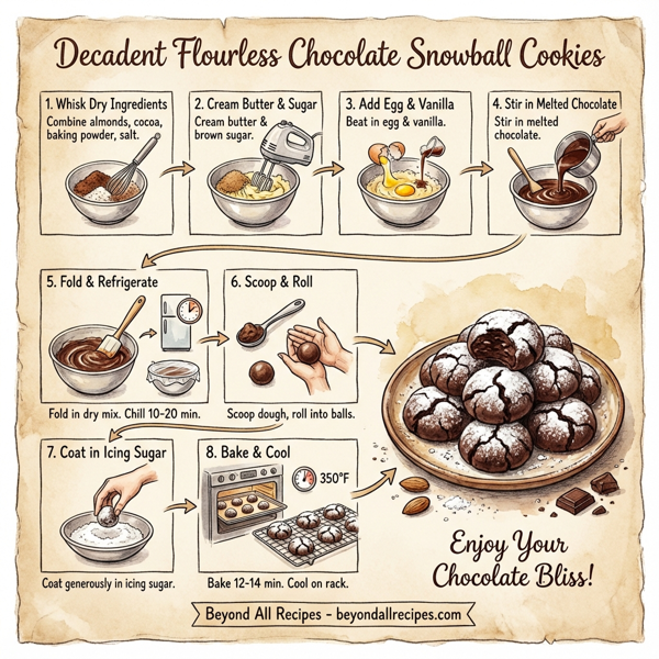 Decadent Flourless Chocolate Snowball Cookies instructions