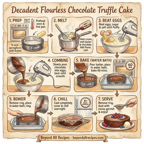 Decadent Flourless Chocolate Truffle Cake instructions