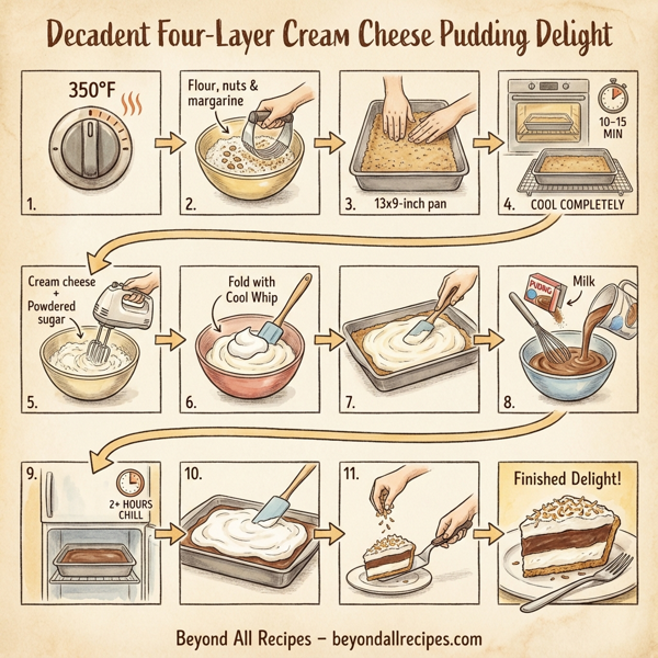 Decadent Four-Layer Cream Cheese Pudding Delight instructions