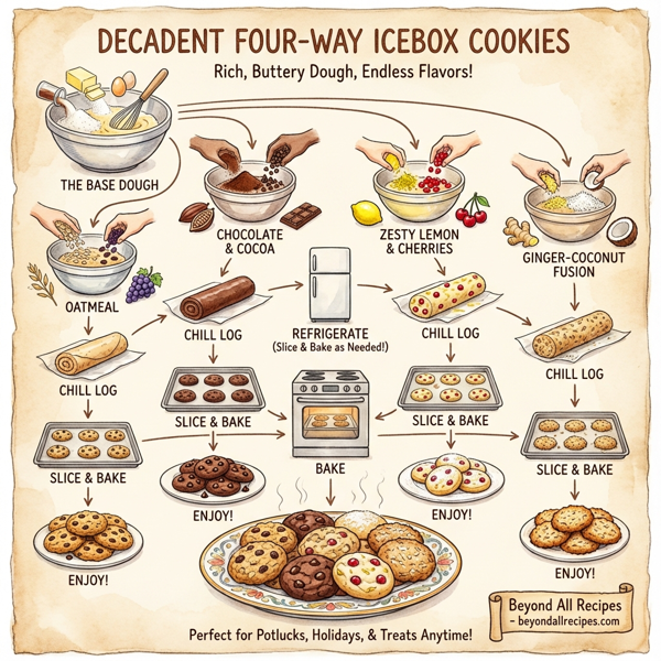 Decadent Four-Way Icebox Cookies instructions