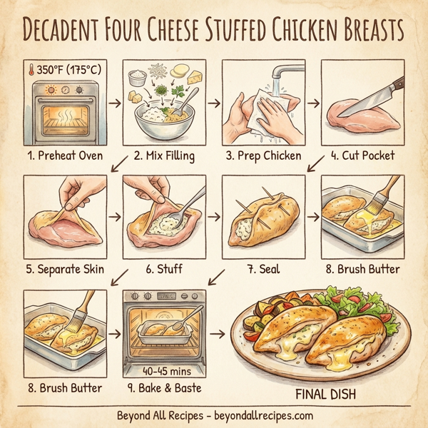 Decadent Four Cheese Stuffed Chicken Breasts instructions