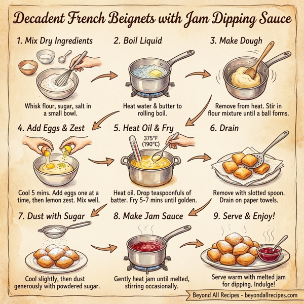 Decadent French Beignets with Jam Dipping Sauce instructions