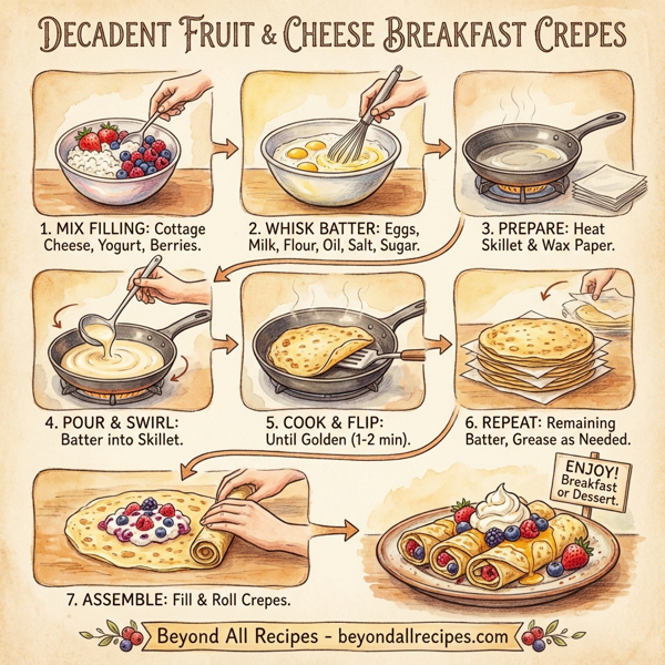 Decadent Fruit and Cheese Breakfast Crepes instructions