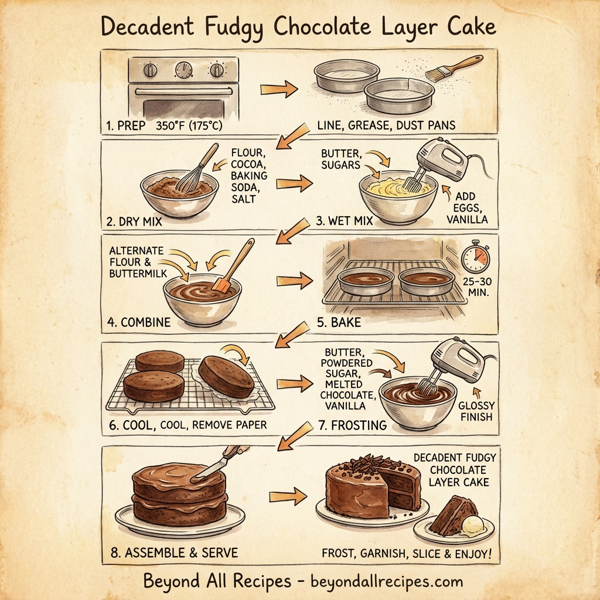 Decadent Fudgy Chocolate Layer Cake instructions