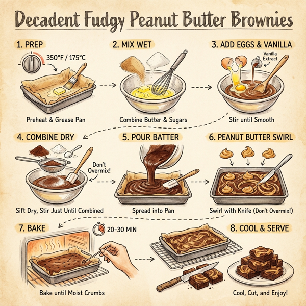 Decadent Fudgy Peanut Butter Brownies instructions