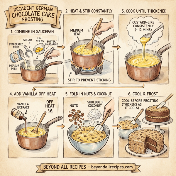 Decadent German Chocolate Cake Frosting instructions