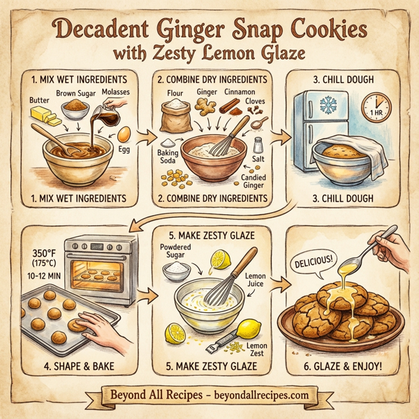 Decadent Ginger Snap Cookies with Zesty Lemon Glaze instructions