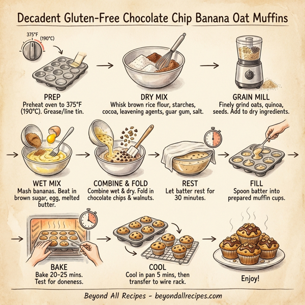 Decadent Gluten-Free Chocolate Chip Banana Oat Muffins instructions