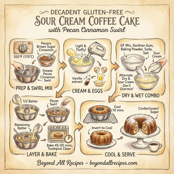 Decadent Gluten-Free Sour Cream Coffee Cake with Pecan Cinnamon Swirl instructions