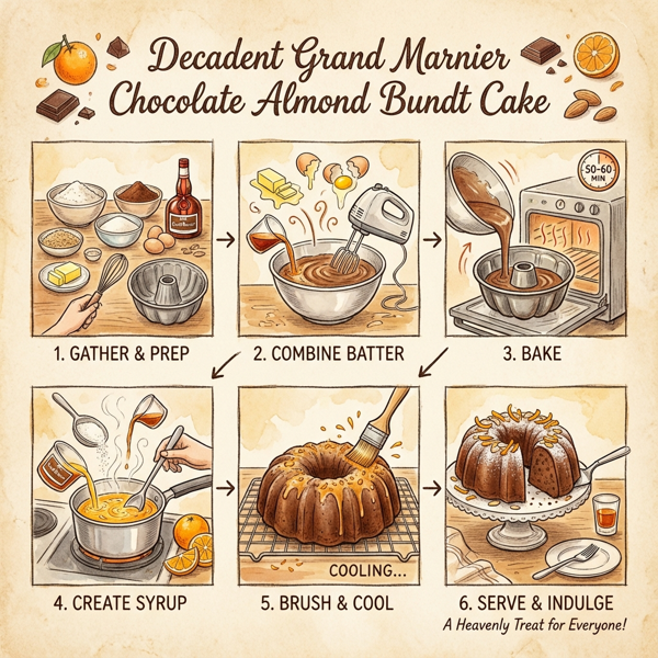 Decadent Grand Marnier Chocolate Almond Bundt Cake instructions