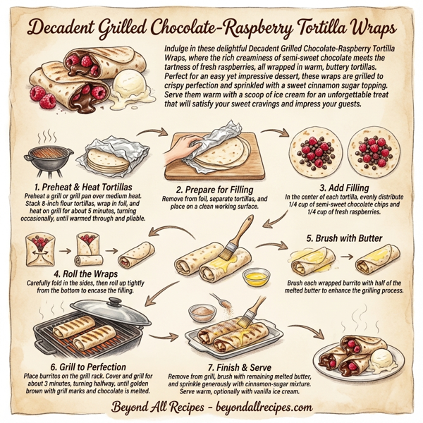 Decadent Grilled Chocolate-Raspberry Tortilla Wraps instructions