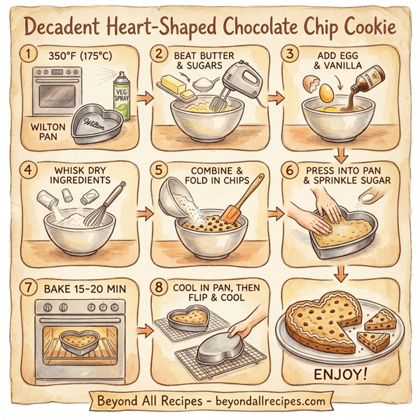 Decadent Heart-Shaped Chocolate Chip Cookie instructions