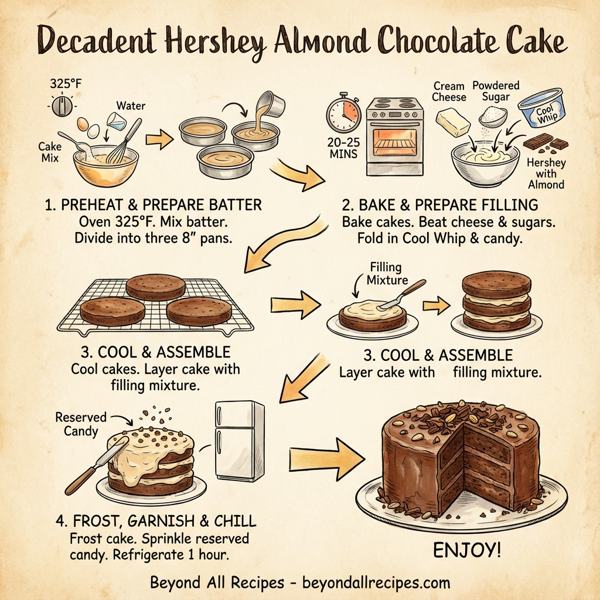 Decadent Hershey Almond Chocolate Cake instructions