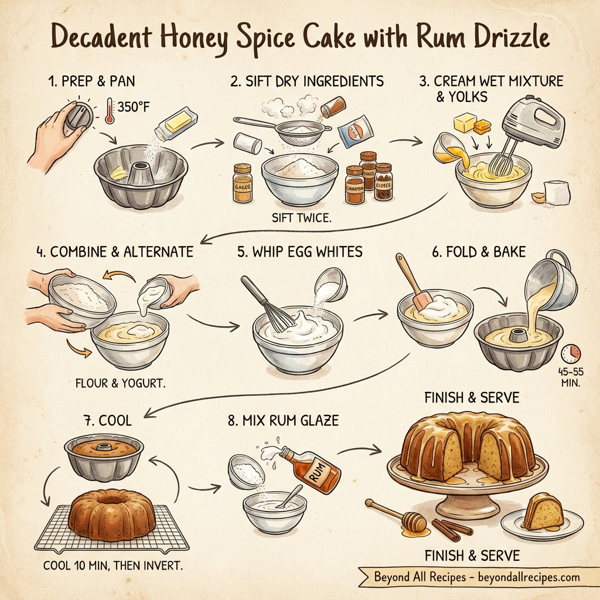 Decadent Honey Spice Cake with Rum Drizzle instructions