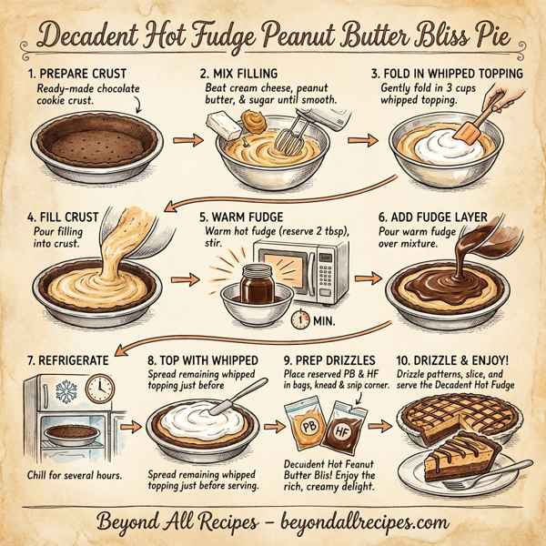 Decadent Hot Fudge Peanut Butter Bliss Pie instructions