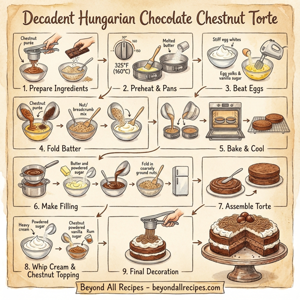 Decadent Hungarian Chocolate Chestnut Torte instructions